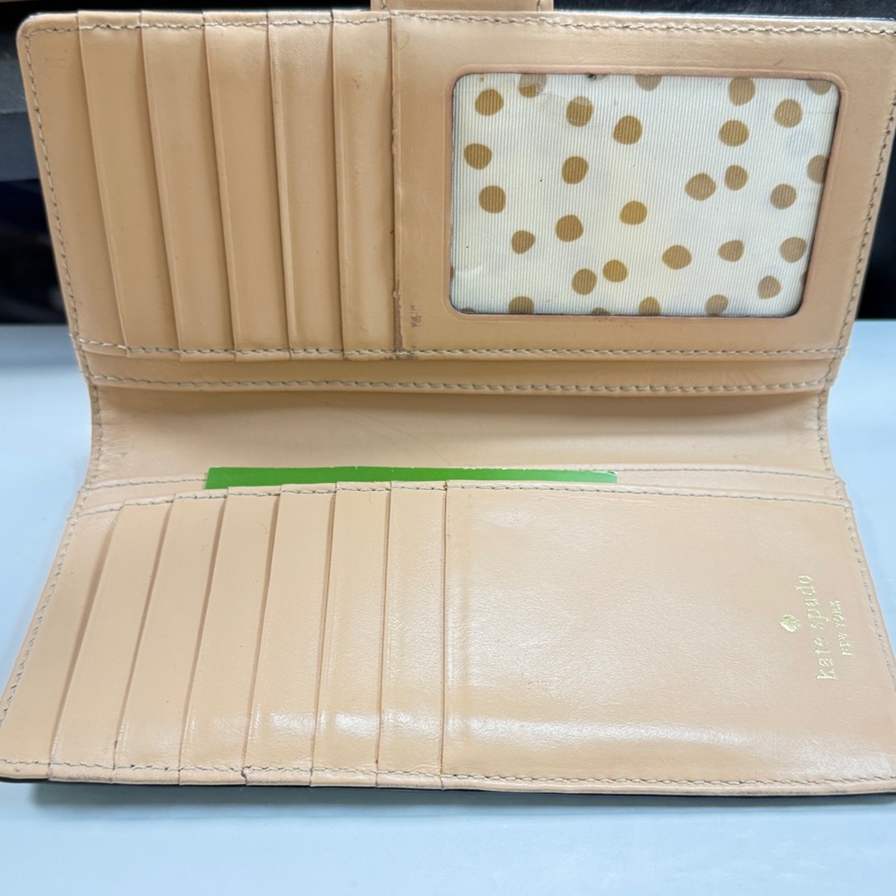 kate spade Green Leather Card Wallet with Gold Logo - Picture 4 of 7